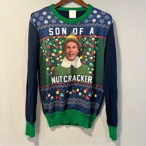 ELF Festive Crewneck Sweater - Blue and Green
